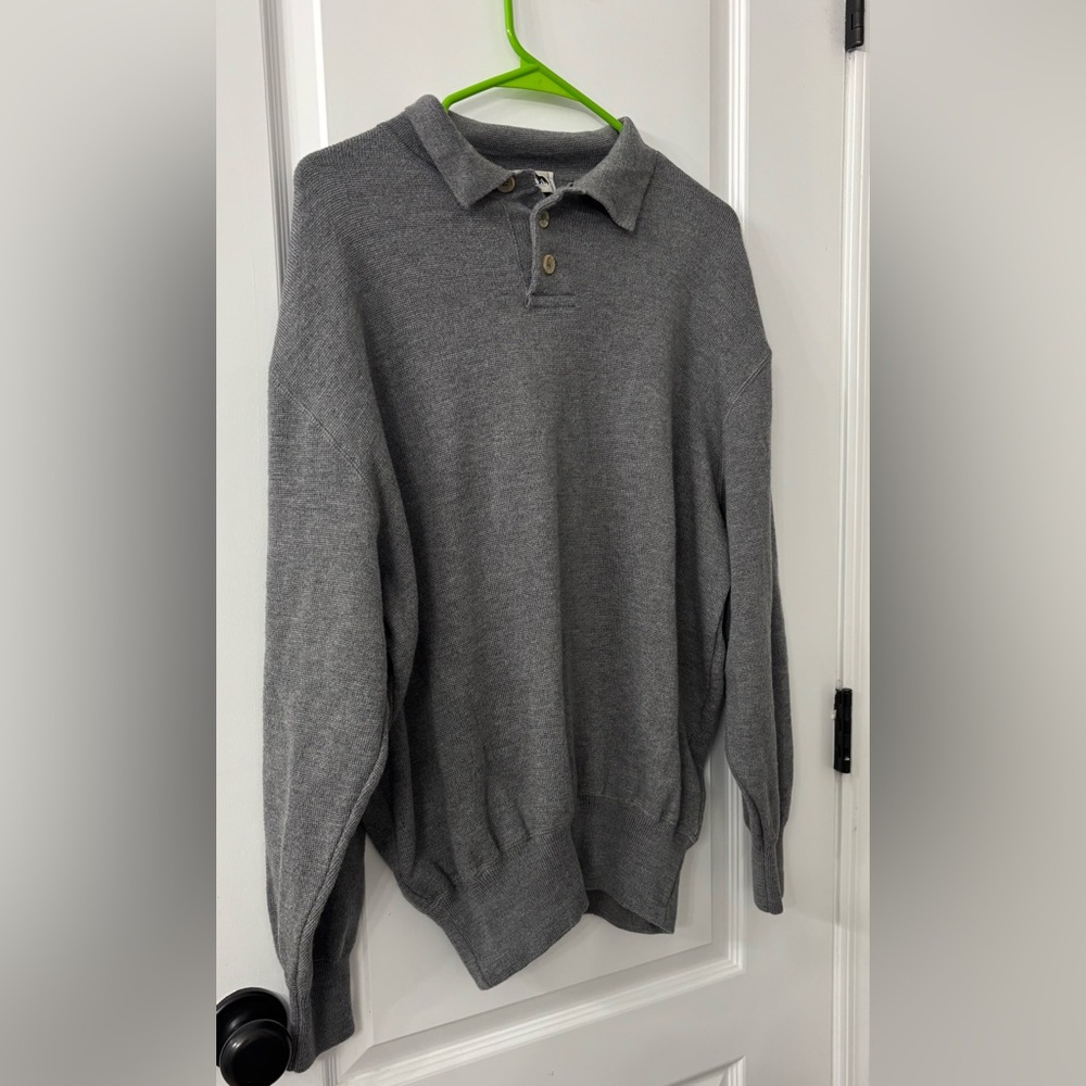 I LEVRIERI Merino Wool Gray Collared Sweater - Picture 5 of 7
